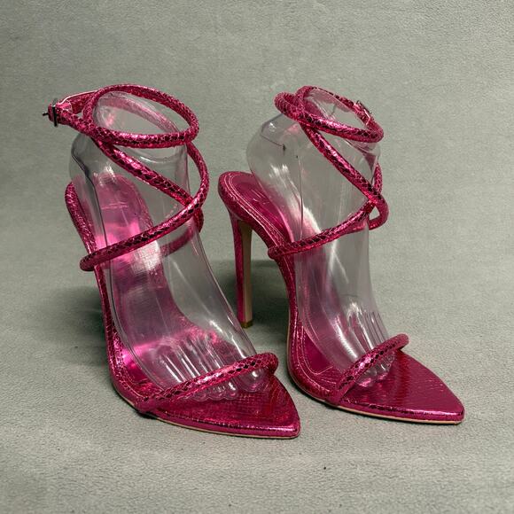 JLO JENNIFER LOPEZ xREVOLVE Star Sandal Wrap Around Heels in Lollipop Size 9.5 - Picture 1 of 13